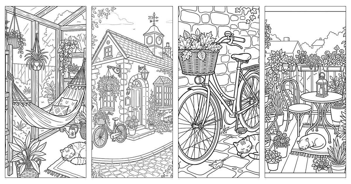 Quiet Hours coloring pack — sample sheets