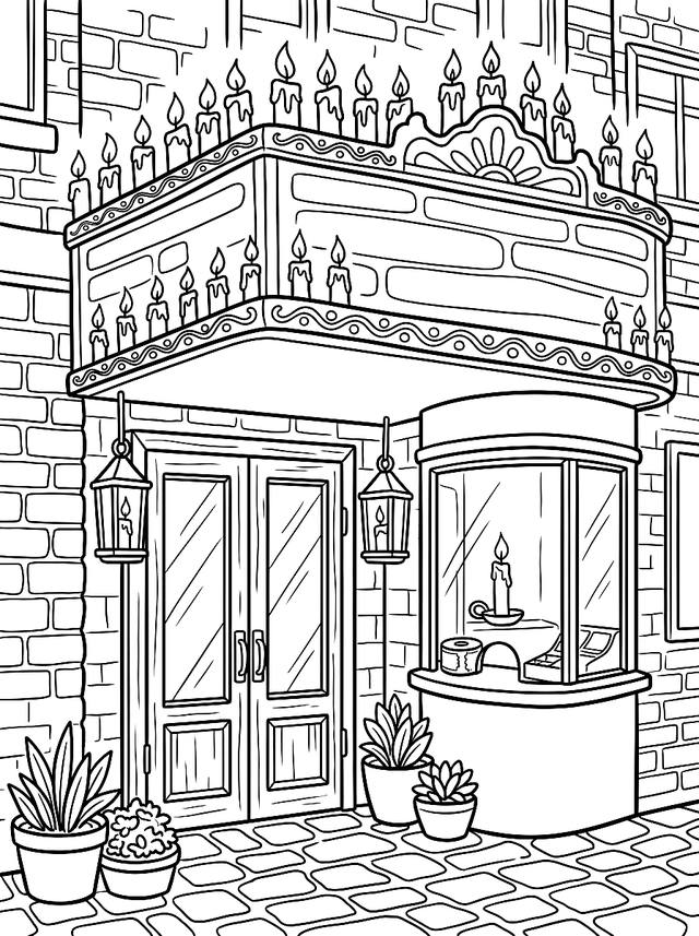 Free printable for adults coloring page — cinema entrance