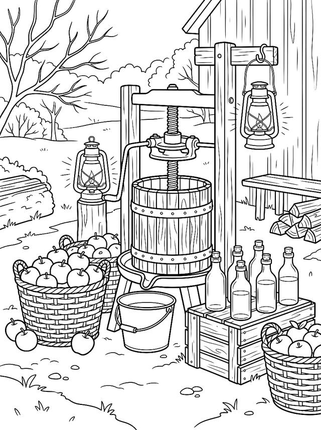 Free printable fall coloring page — apple press