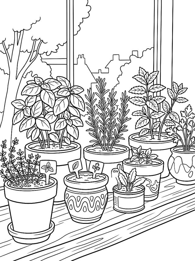 Free printable free printables coloring page — herb garden