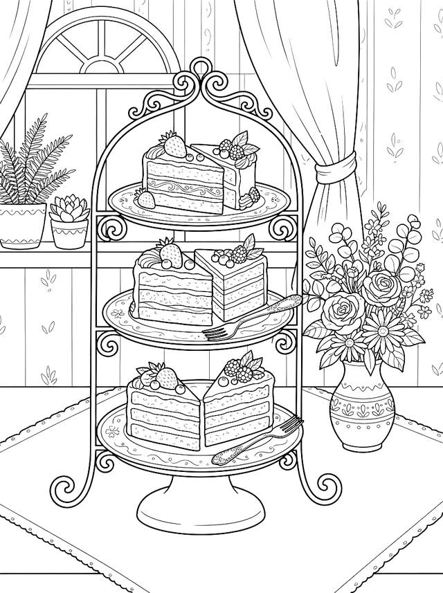 Free printable free printables coloring page — tiered cake stand