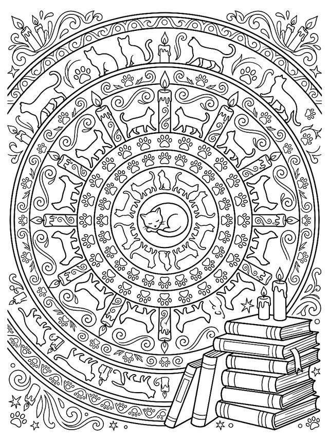 Free printable mandalas coloring page — cat mandala